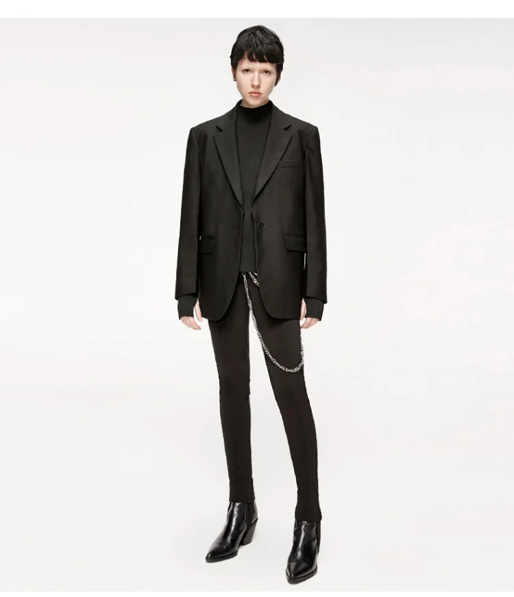 2019 autumn new product Women Suit Open Pure Black Suit coats business suits