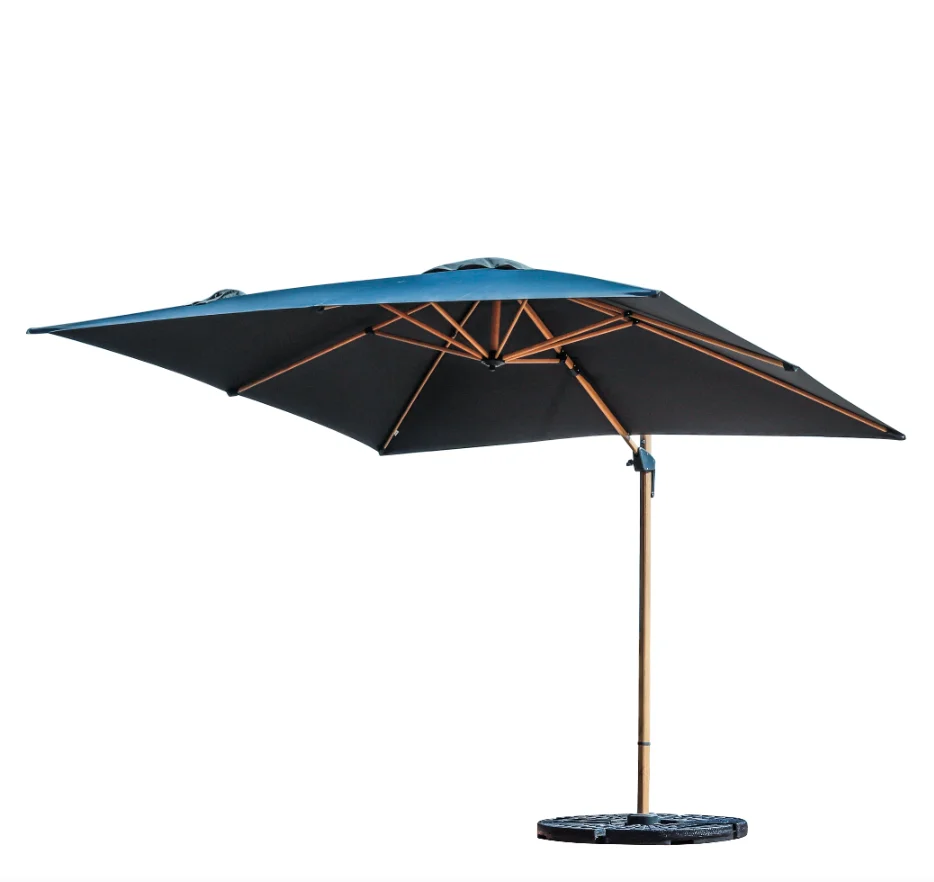 Hot Sale 3*3m Waterproof Square Parasol Aluminum Patio Umbrella Roman Parasol For Garden imitating wood
