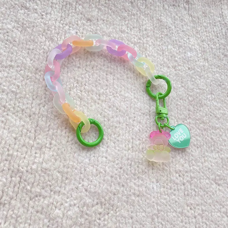 Cartoon Cute Bear Girly Frosted Soft Sweets Jelly Acrylic Resin Mobile Phone Case Bag Accessories Keychain