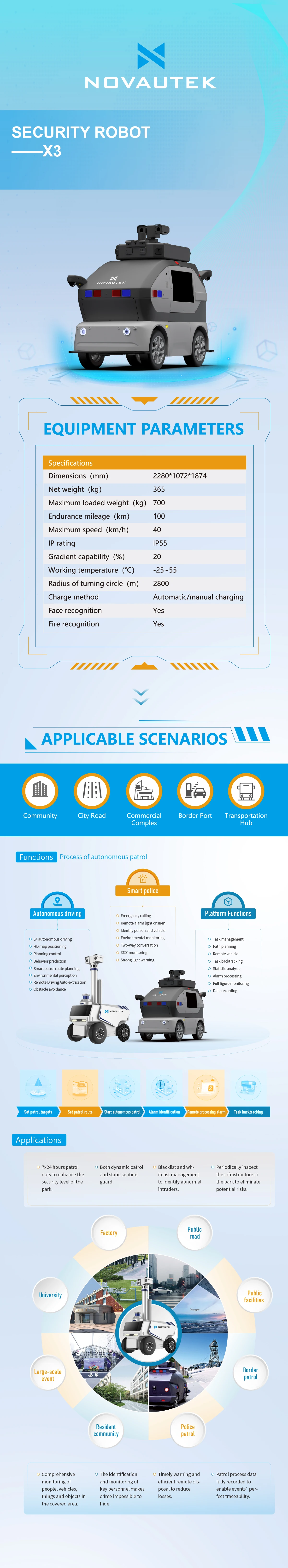 Commercial Autonomous Scheduling Task Business Safety Robot AI Guard Security Patrol Robot