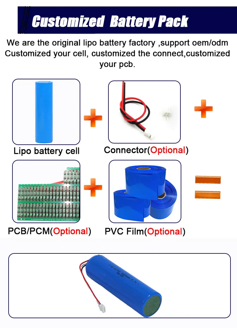 Rechargeable Lithium Ion Battery Cylindrical 21700 5000mAh 3.65V 3.7V  1S1P Battery Packs With NTC for Medical Device