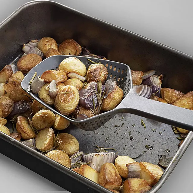 Kitchen Black Large Colander Non-Stick Kitchenware Slotted Spoon