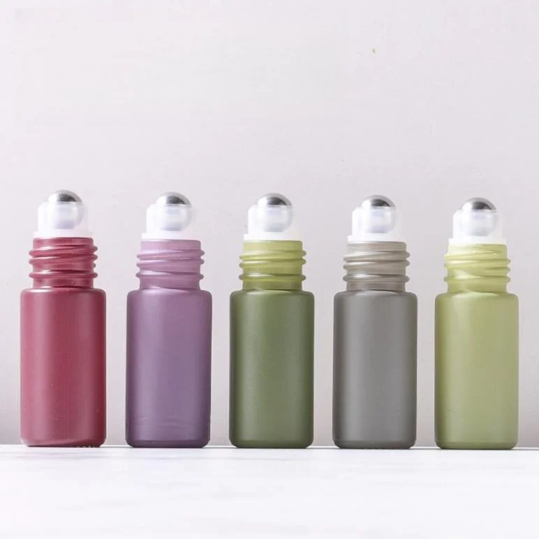 oil containers lipgloss bottles lip gloss tubes small size morandi color 5ml 10ml glass bottle with stainless roller ball