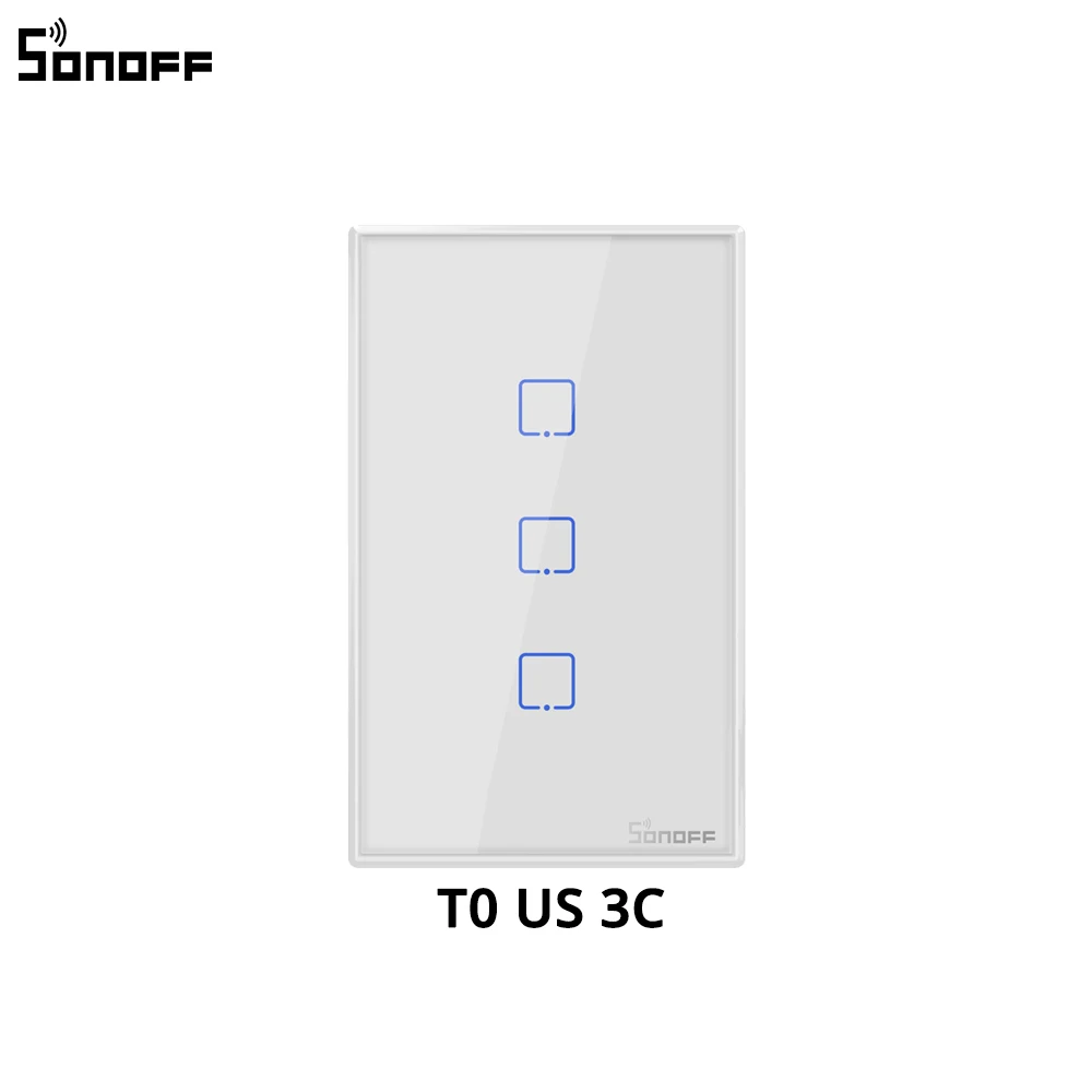 Умный настенный сенсорный выключатель SONOFF TX T0 США 3 клавиши Wi-Fi управление умным домом через приложение Ewelink/RF433/голосовой/сенсорный Alexa Google