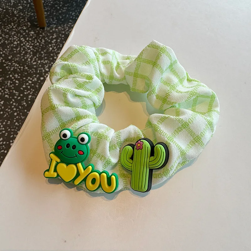 2023 sweet colorful frog hair girls accessories hot sale hairy bow tie hair ties elastic hair bands