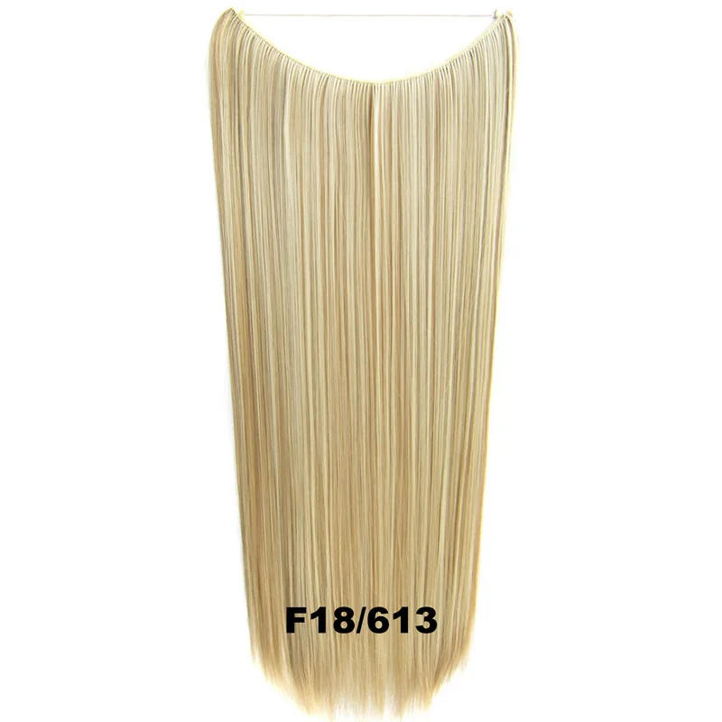55cm 50g Synthetic Long Straight  Women Hair Extensions  High Temperture Hair Piece Invisible Wire No Clip in