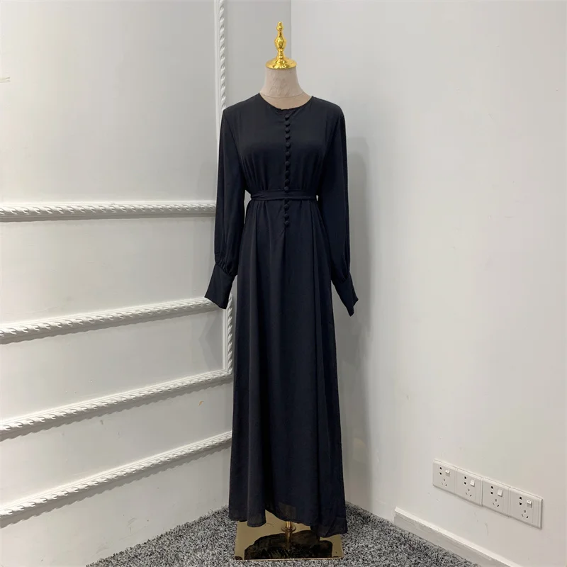 Excellent Pure Color Traditional Muslim Clothing Fabric Ladies Dubai Turkey Simple And Plain Islamic Clothing Muslim Dress