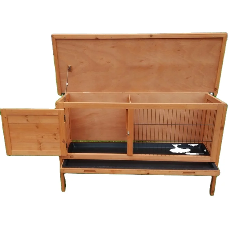 Custom Wooden Rabbit House Indoor Cheap Waterproof Rabbit Hutch Easy Cleaning Active Roof Small Animal Pet Product House
