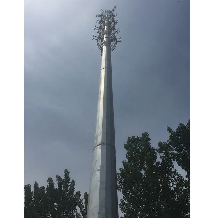 40m monopole antenna 5g Tower mount Antenna Cellphone Tower Signal Booster wifi box Telecom Monopole galvanized steel Tower
