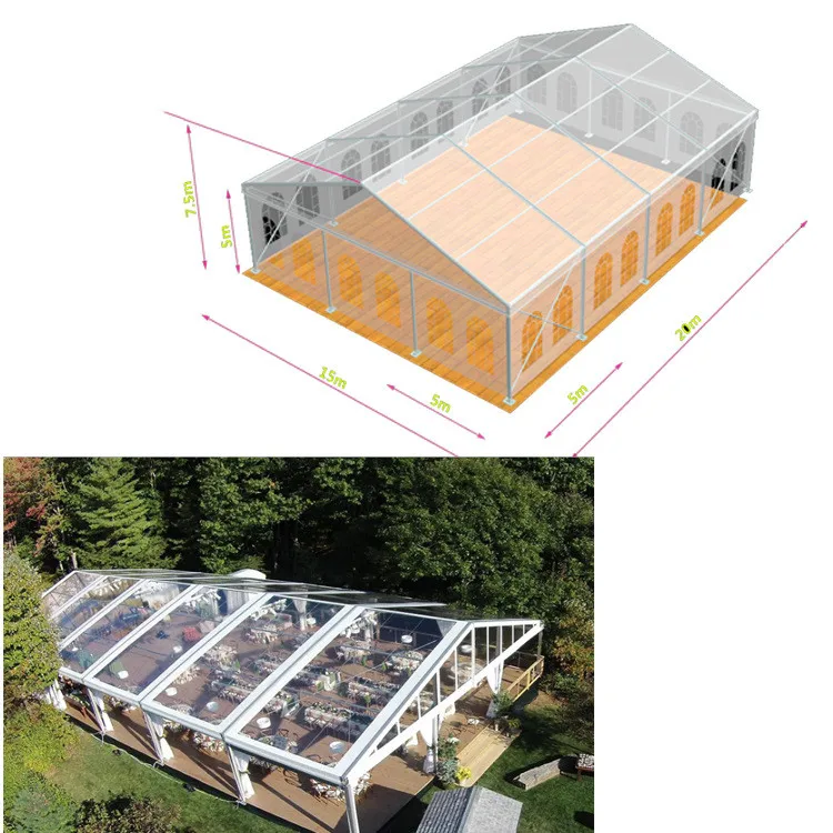 Acome Hot Sale Transparent  20 x 40m wedding clear Party Event Tent 500 People Wedding Heavy Duty Canopy Tent