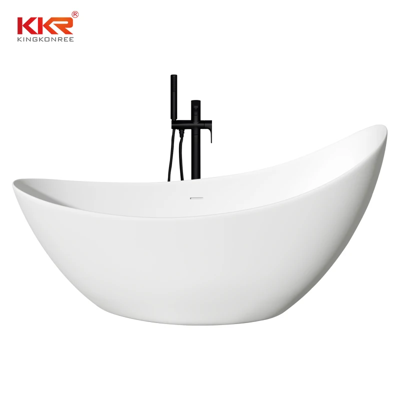 KKR Modern Design Oval Shaped Standalone Solid Surface Bathtub Acrylic Freestanding Bath Tub