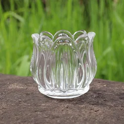 Tulip Glass Candle Holder Container Unique Glass Frosted Empty Glass Candle Jar For Candle Making