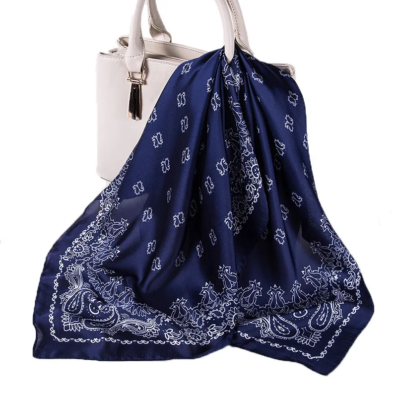 
Hot Selling Muslim Women Fashion Luxury High Quality Printed Pattern Silk Scarf Silk Printed Bandana Shawl 
