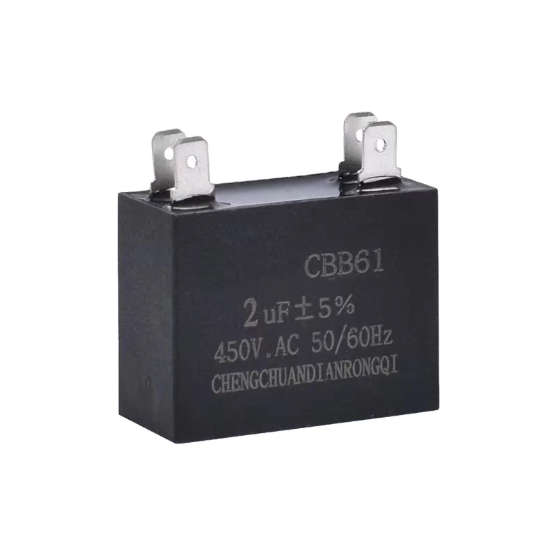 CBB61 Run Capacitor 1.5/2.5/3.5/4/5/6/7uf AC Double Insert Black for Air Compressor Water Pump Motor Capacitor