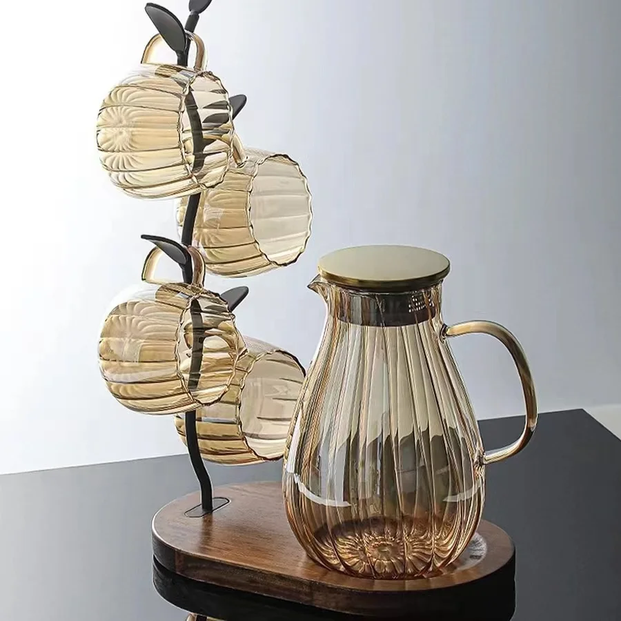 Wholesale Glass Cold Water Pitcher with Lid and Handle Hot Water Glass Jug for Household Custom Color