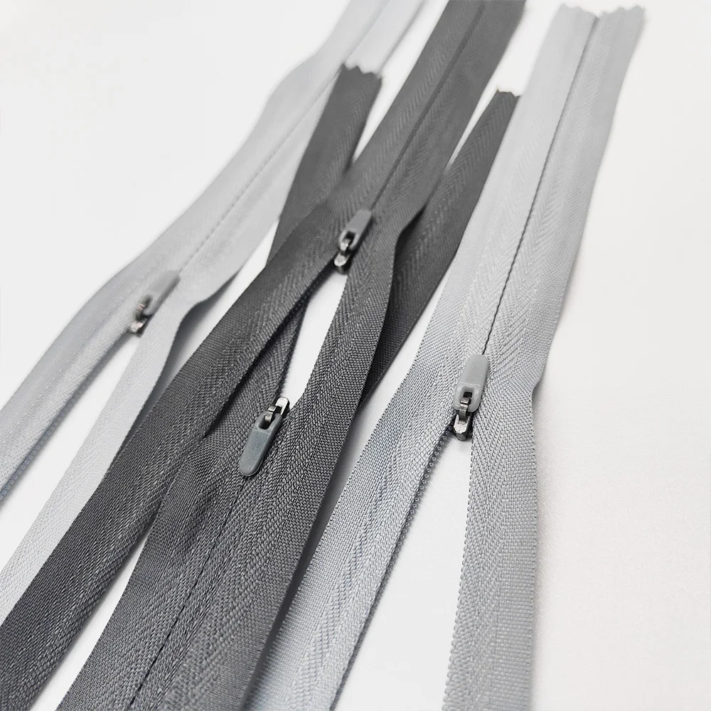 Customized 3# Non Lock Rubber Puller Fashion Invisible Nylon Pocket Zipper