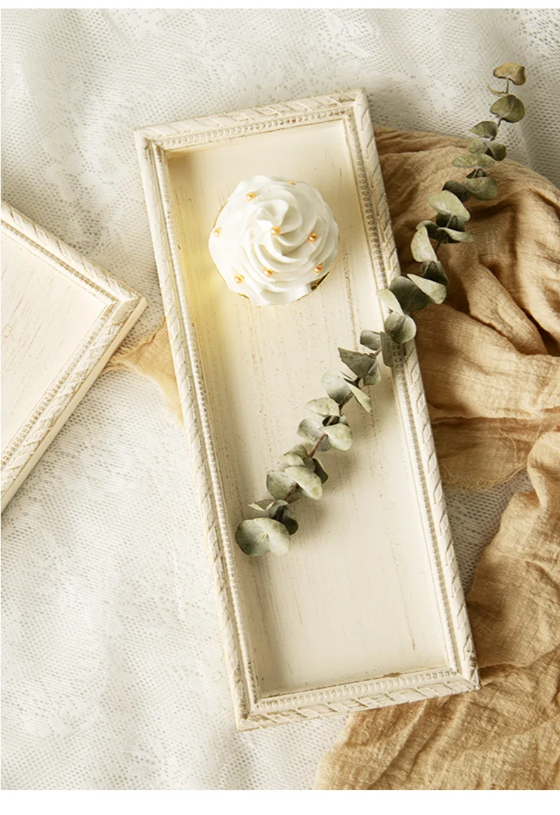White Wooden dessert table ornaments  wedding display shelf cake table delicate tea rest tray