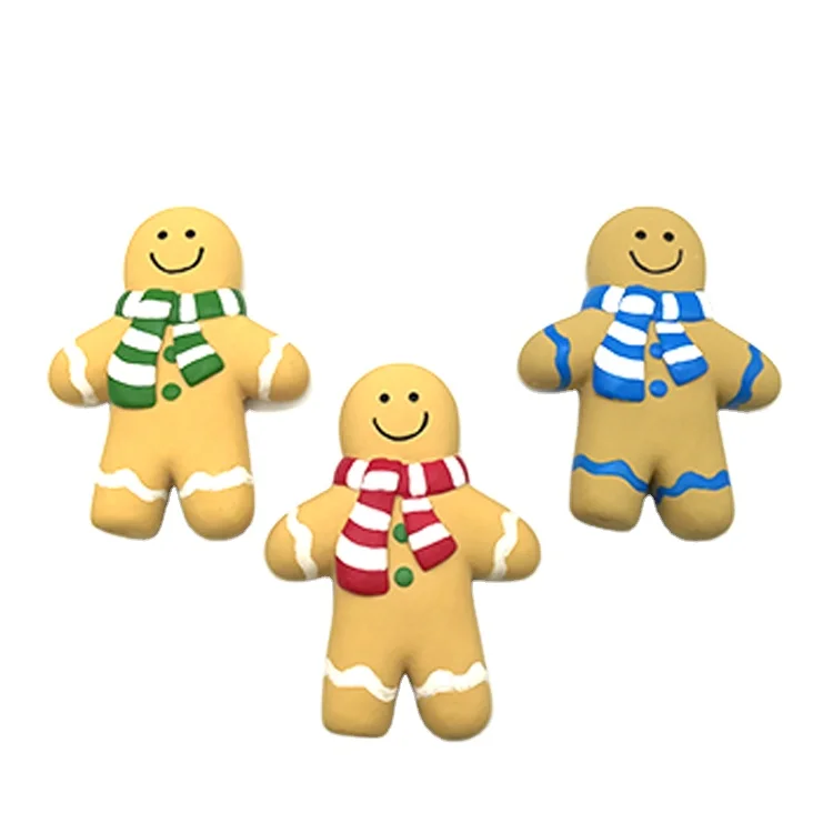 hot selling rubber latex pet custom cheap chewy dog christmas gingerbread man dog pet toys