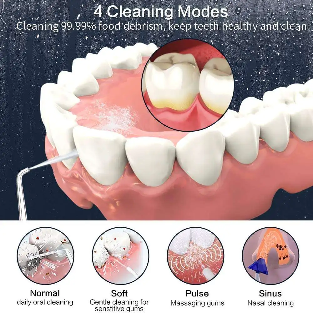 Electric Water Flosser Floss Cordless Dental Wireless Water Jet For Home Travel Waterflosser