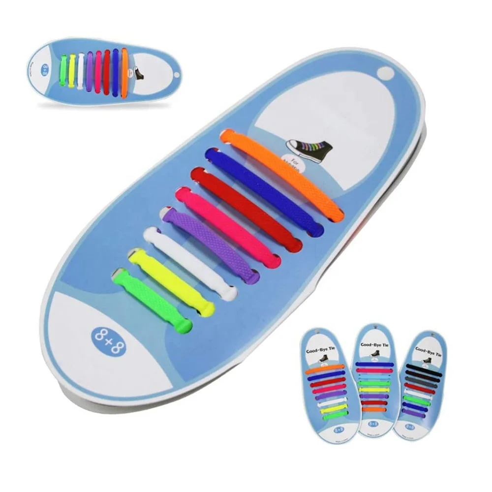 Creative Waterproof  Running Jogging Canvas Sneakers No Tie Shoelaces Custom Logo Elastic Silicone Shoe Laces