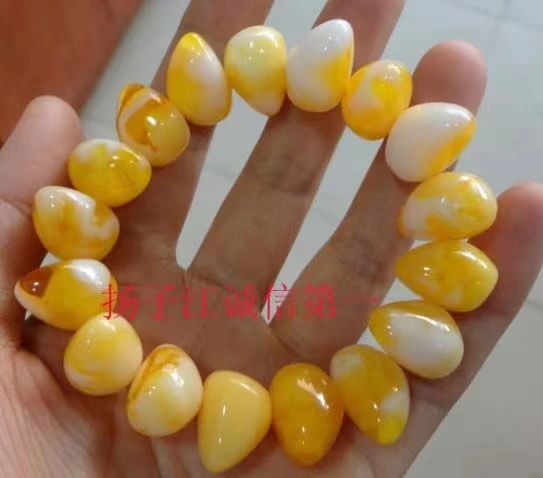 2022Boutique drop-shaped beeswax amber bracelet rosin new yellow blood flower amber
