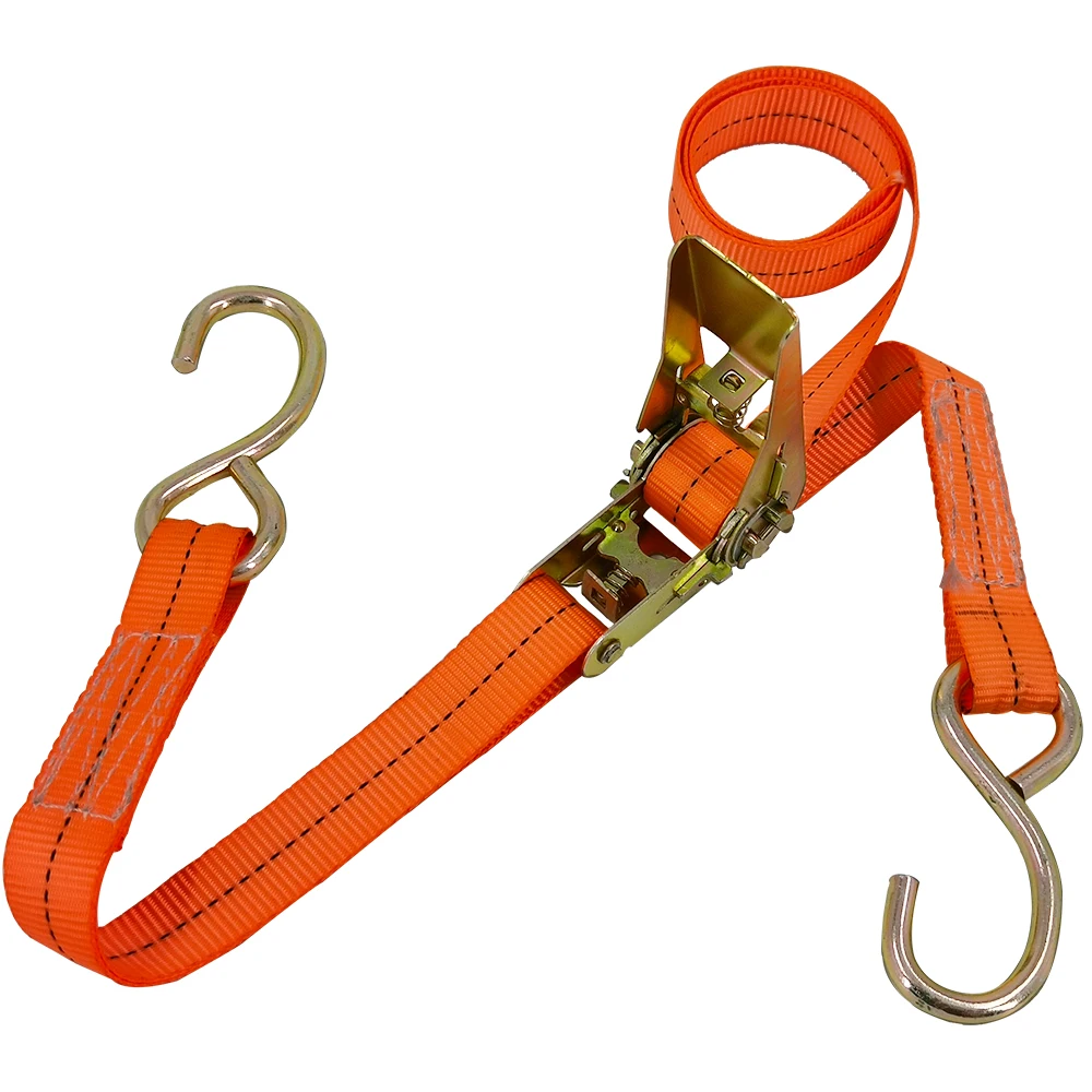 25mm S Hook Customized Color Tie Down Lashing Ratchet Strap For Car Transportation
