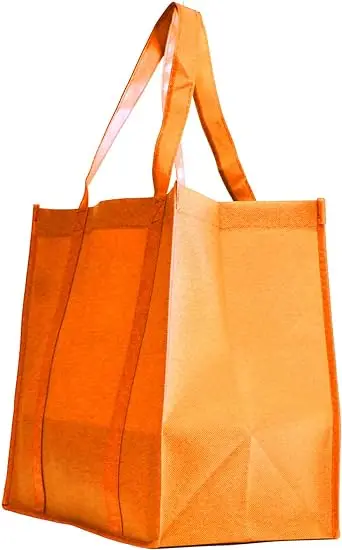 Eco Promotional Grocery Gift Shopping Recycled Sewing Self-Supporting Tote Large Orange Non Woven Bag