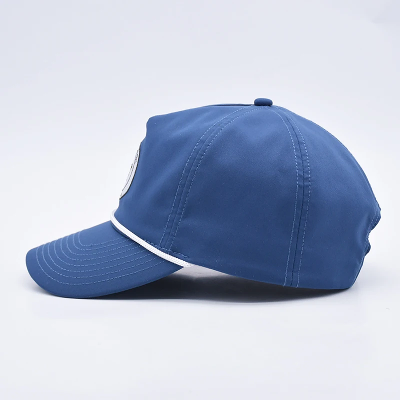 Wholesale Blue Rope Baseball Cap Custom Structured Embroidery Logo 5 Panel Golf Hats Gorras