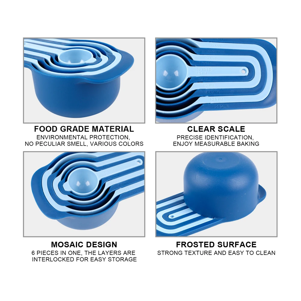 6 pcs custom bulk eco-friendly scoop multi 7.5ml 1/2 tsp 15ml 1tsp plastic pp measuring spoons set of 6