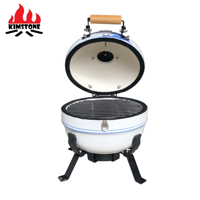 KIMSTONE Ceramic Charcoal Portable Stainless Steel 12 Inch Barbeque Smoker Grill