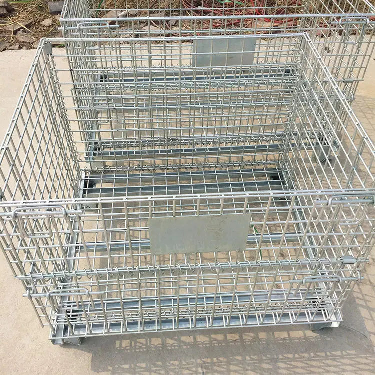 Stainless steel customized  logistic storage folding roll container wire mesh trolley