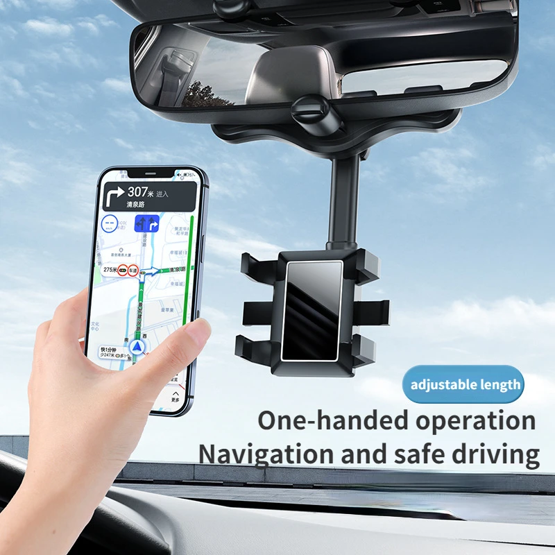 Car Phone Holder Mobile Stand 360 Degree Rotating Auto Rear View Mirror Bracket Adjustable Phone Holder For Car