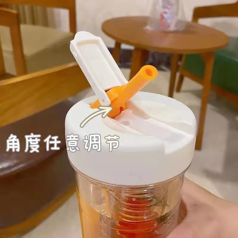 850ml Plastic Sport Gym Motivational Bpa Free Flip Top Cover Drink Water Bottle With Straw