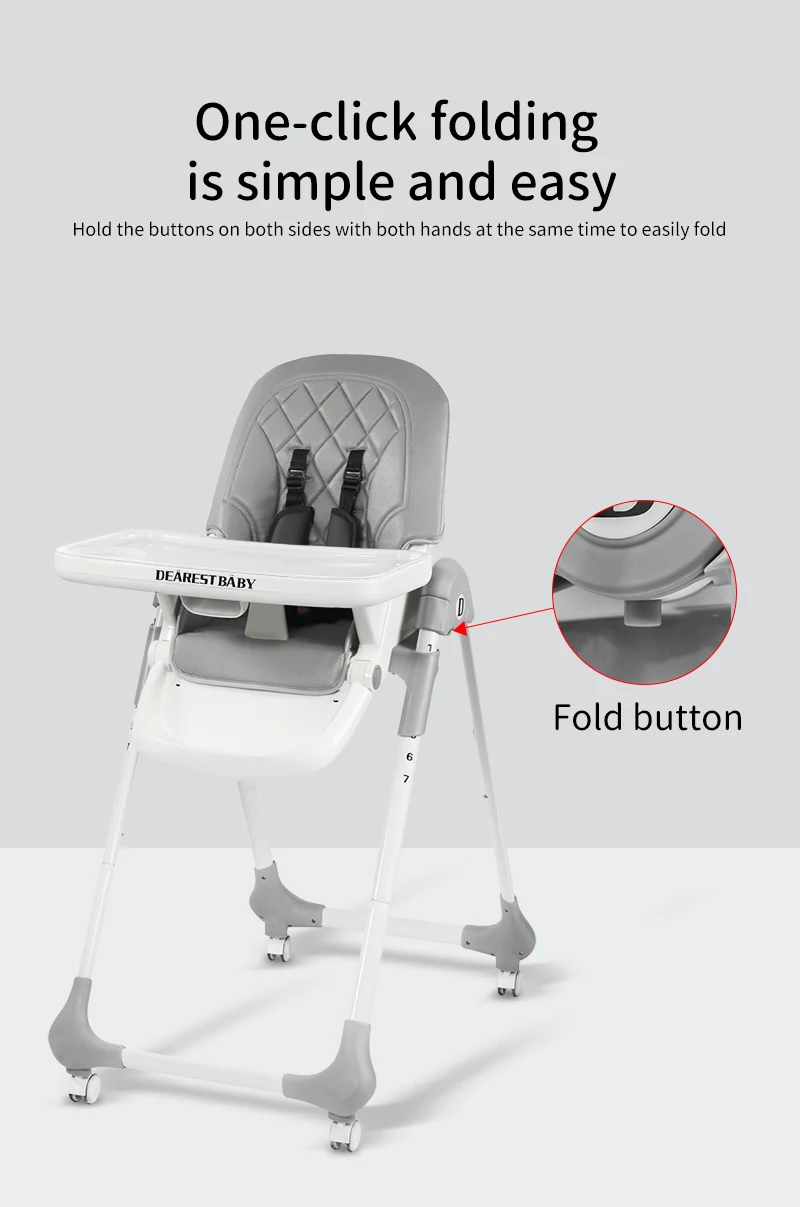 Silla De Comedor Para Bebe Aluminum Alloy Stable Baby Child Seat Home Feeding Chair Foldable Baby Dining Chair