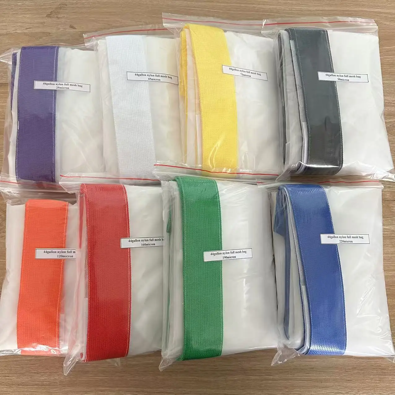 25 45 73 90 120 160 190 220 Nylon Mesh Extract Bag With Velcro Lock