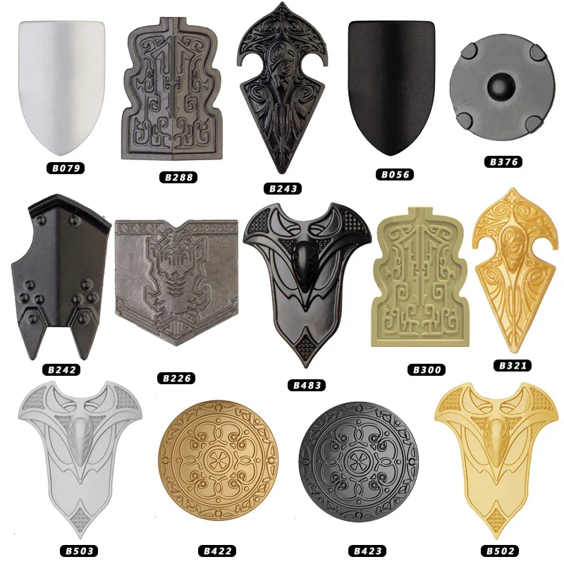 MMedieval soldier armor sword cloak shield flag weapon Knight military Army building block sets accessories toys kid