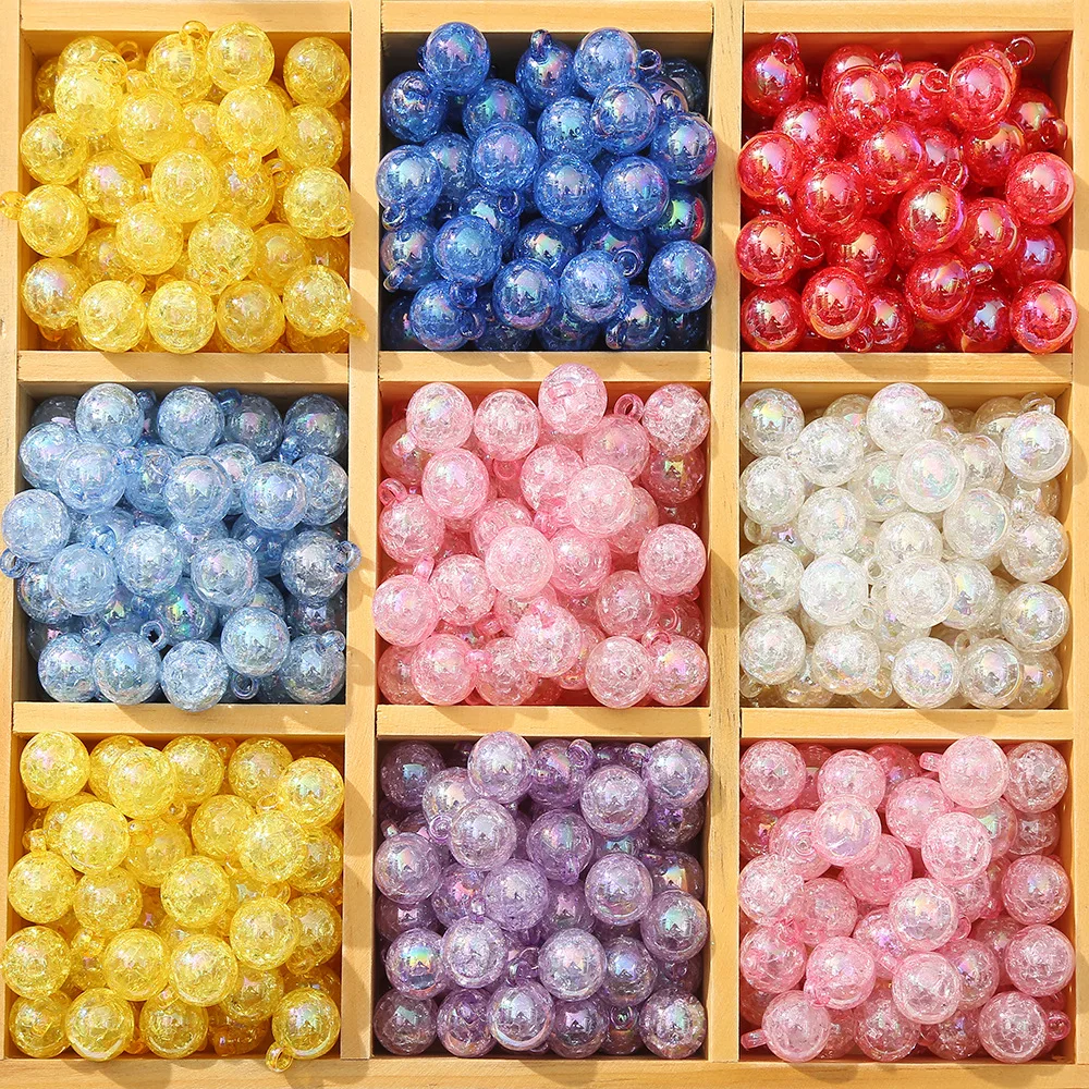 200pcs Bagged 16mm Plastic Round Acrylic Beads Handmade Jewelry DIY Ornament Material with Transparent Hole Plating Color