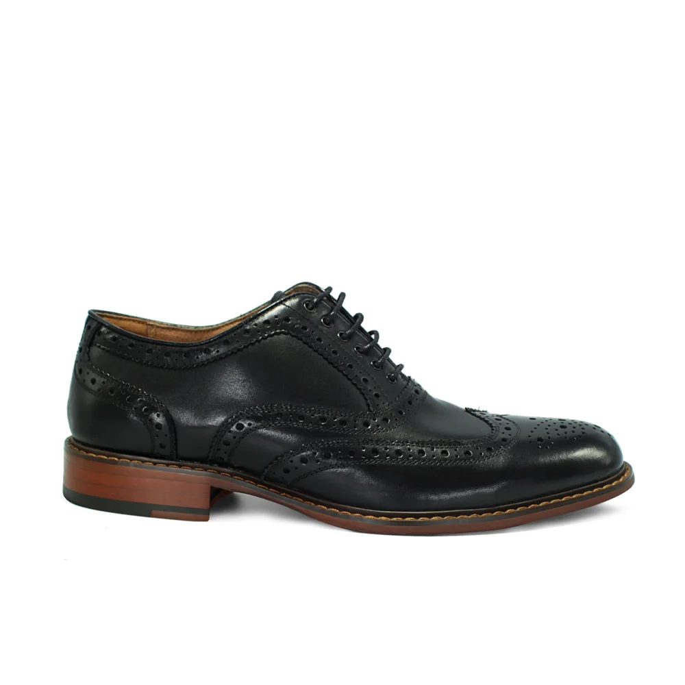
New Trending Black Formal Leather Men Shoes Full Brogue Oxford Lace-up Dress Shoes Leather Mens 