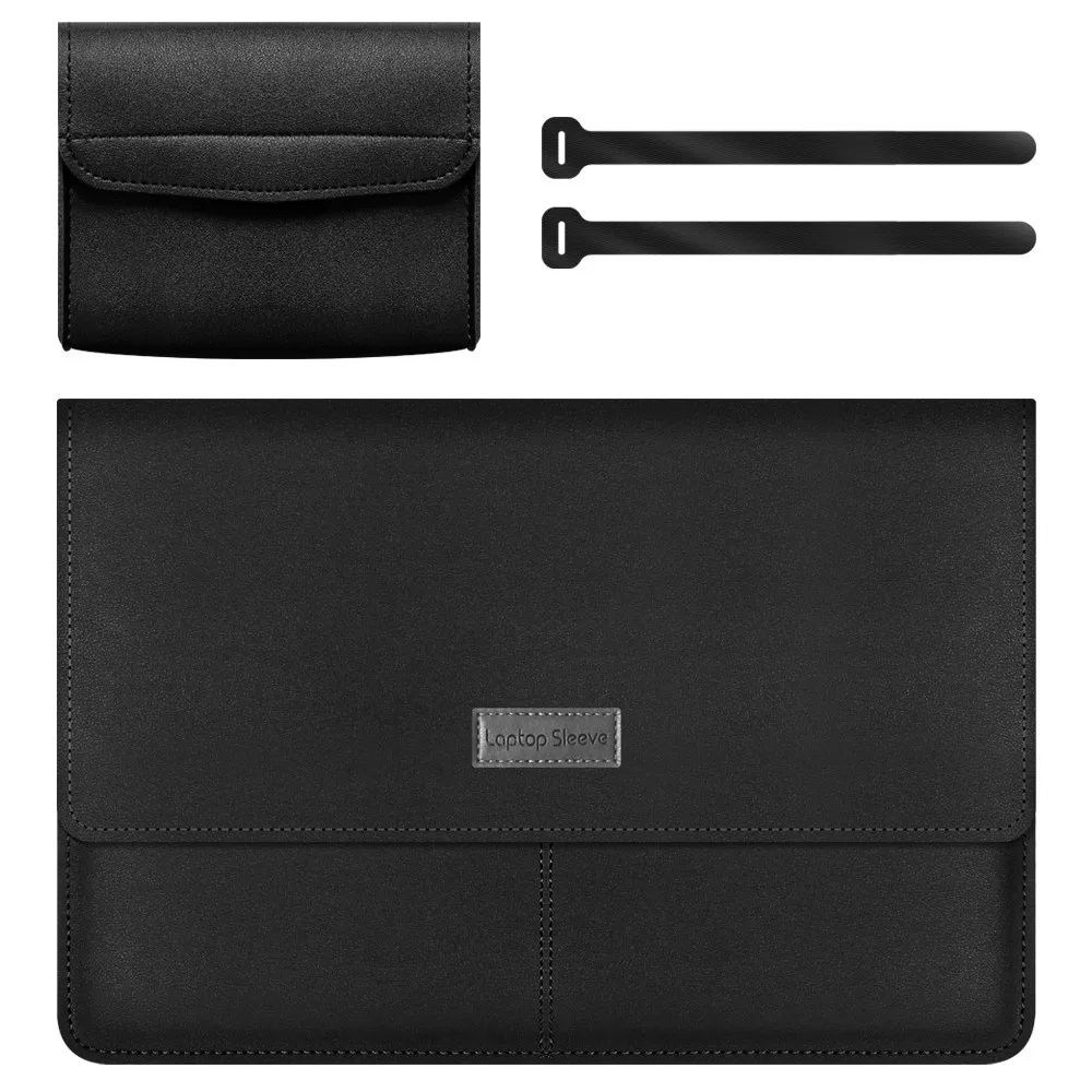 Custom Slim PU Leather Laptop Sleeve Bag with Small Pouch Waterproof Computer Protective Briefcase mc book Air Sleeve 15 Inch