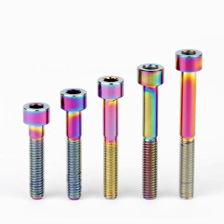 GR5 Titanium alloy Bike handle lid screw M5/M6/M8 bowl set upper lid extension bolt Anodized coloring/PVD  coloring