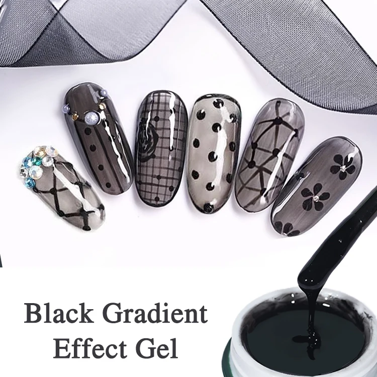 ZRKGEL Gel Nail Polish 15ml Black Gel Nail Polish for UV LED Light Noir Gel Polish Soak off for Manicure DIY Nail Art Designs