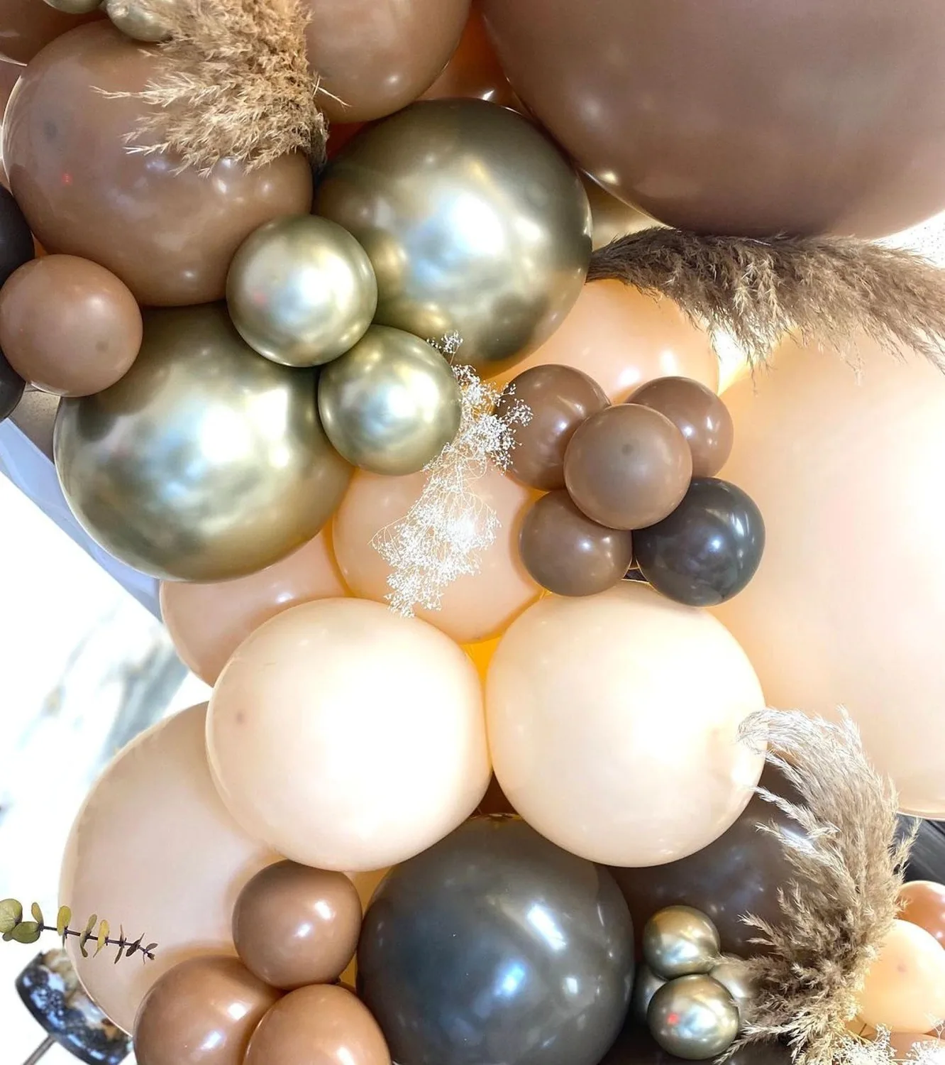 Y-Q040 Coffee Balloons Arch Garland Kit Pink Apricot Balloon Brown Pastel Blush with Gold Confetti balloon for party