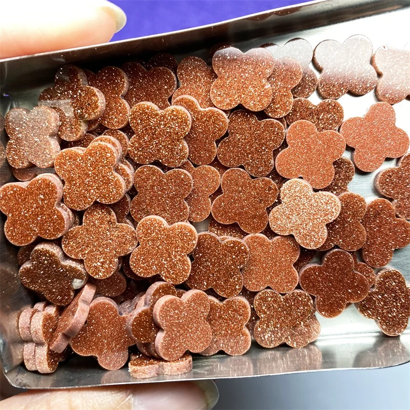 Beautiful 12mm goldstone Four Leaf Clover Stone