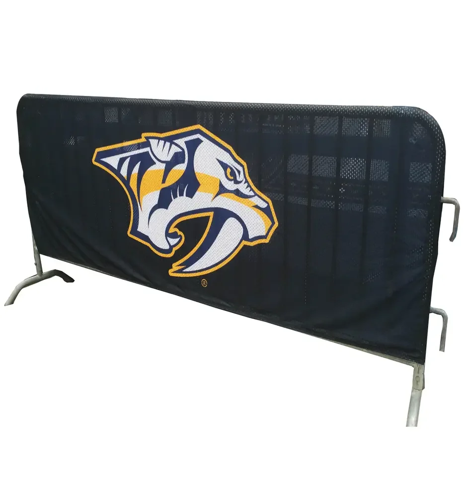 Barricade barrier cover customized printing crowd control banner Mesh PVC vinyl tension fabric fence barrier cover