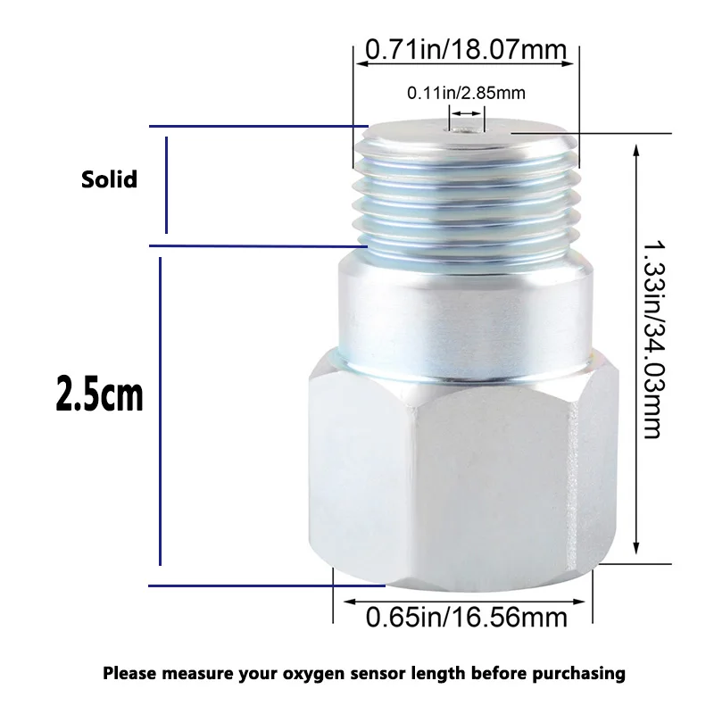 34mm short style auto Oxygen sensors spacer expansion adapter universal-M18*1.5 straight Lambda sensor Bung-Fix CEL