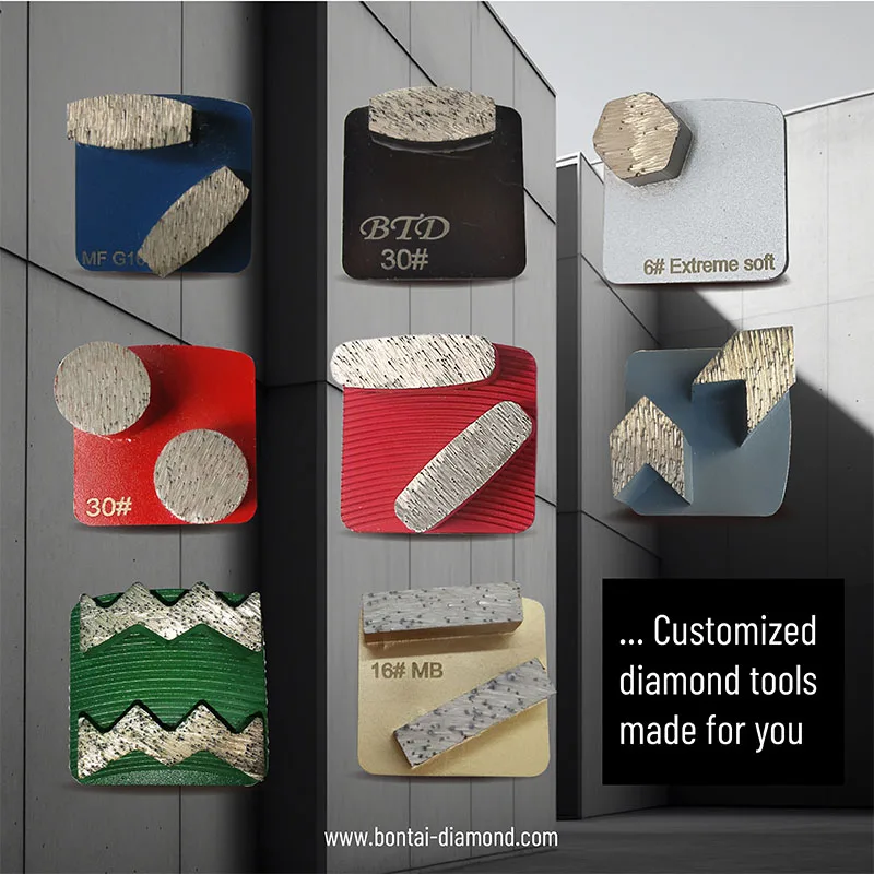 High Quality Redi Lock Diamond Concrete Grinding Shoes with Thick Segment Diamond Tools