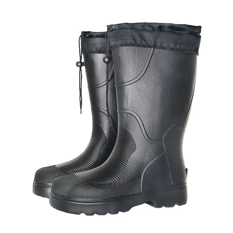 Custom Winter Waterproof Anti-Slippery Comfortable Warm Snow Ski Fly Wading Ice Fishing Deck Eva Foam Work Rain Boots For Men