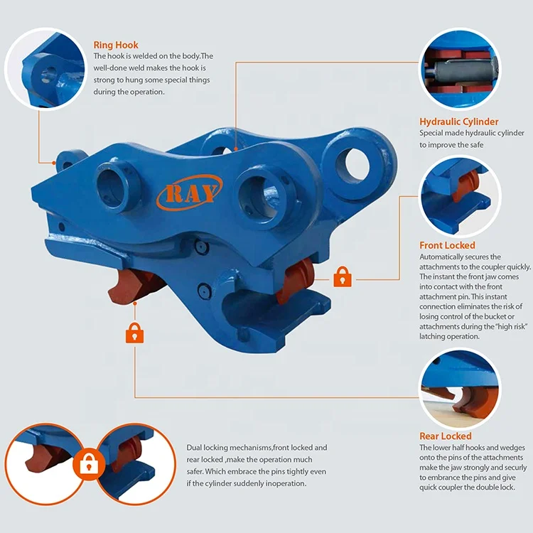 Factory Price Attachment Hydraulic Tilting Quick Hitch for 1-3T Excavator