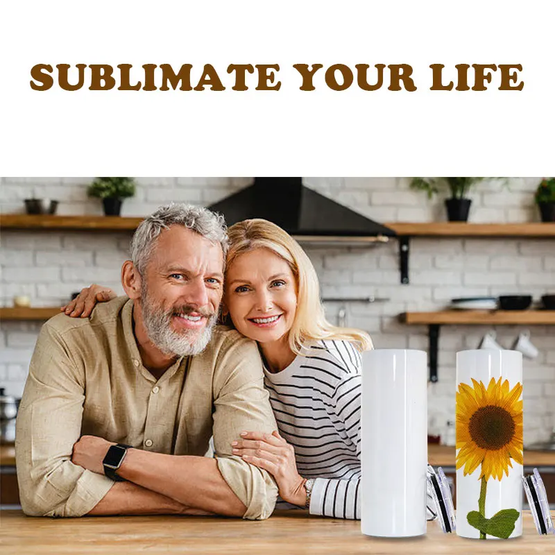 USA Warehouse Stocked Stainless Steel Double Wall insulated 20oz White Straight Slim Sublimation Blanks Tumbler With Straws