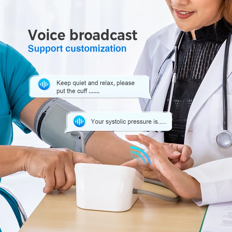 Medical Digital Upper Arm Blood Pressure Monitor with Voice 3-Color LCD Screen ROHS Certified Electric Power Source